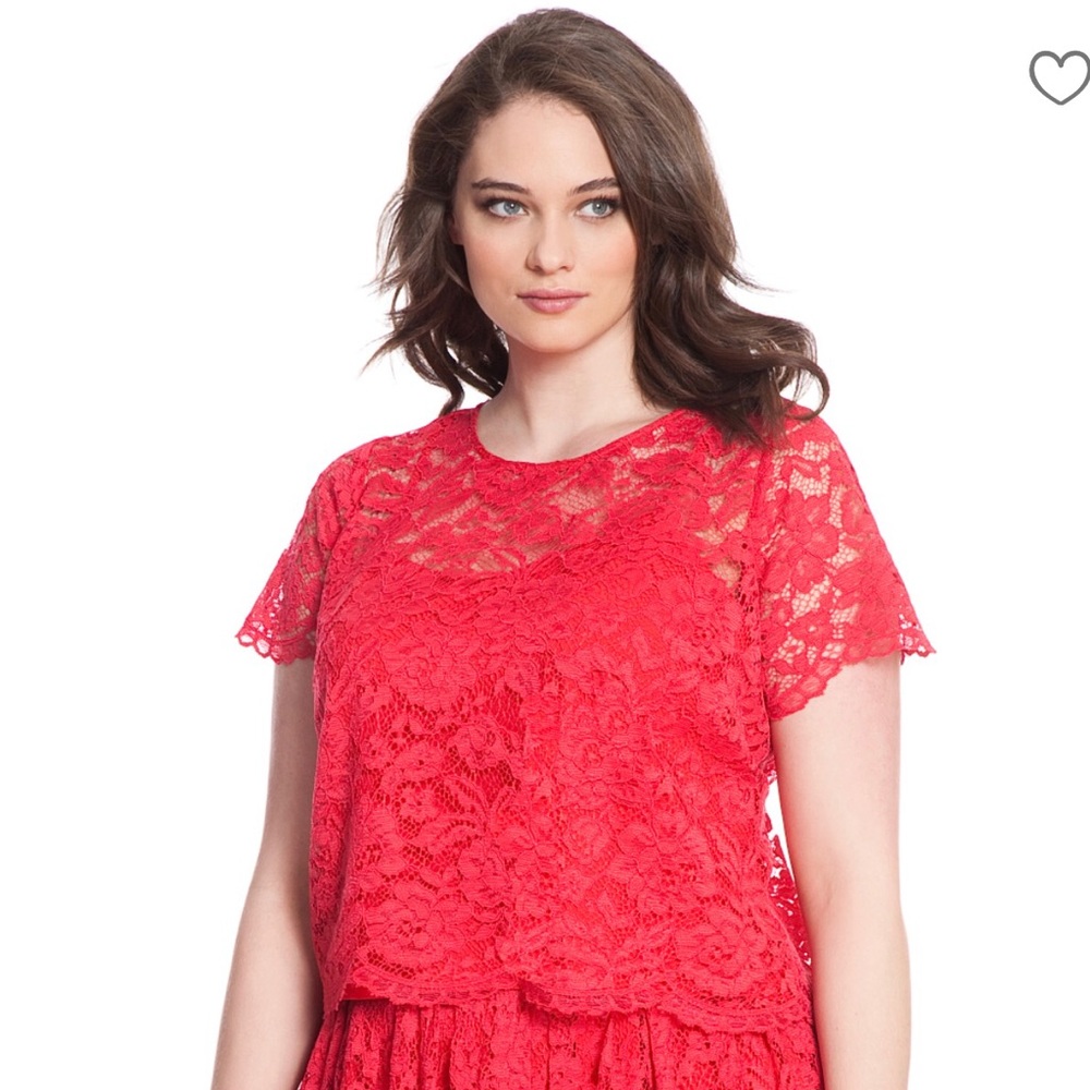 ELOQUII Studio Red Lace Crop Top Sz 18